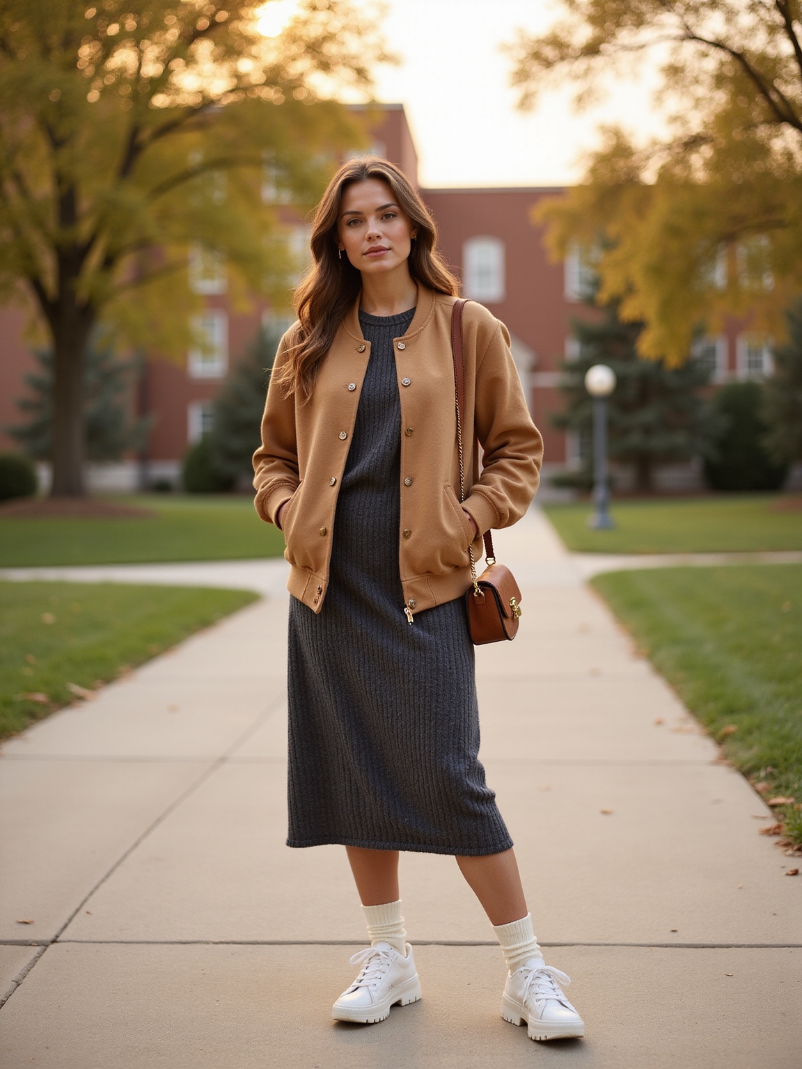 knit dress with sneakers