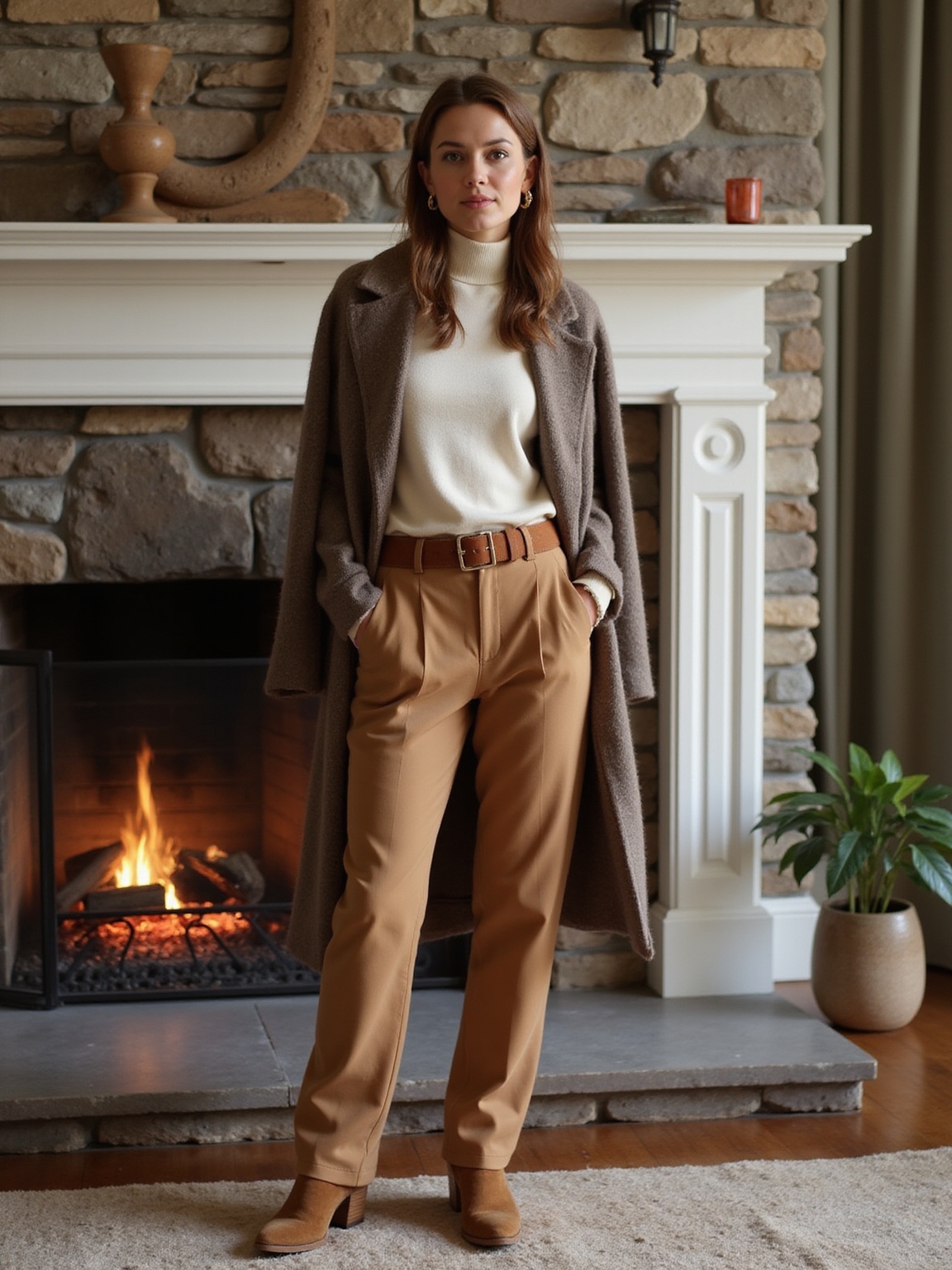 knit neutrals by fireplace