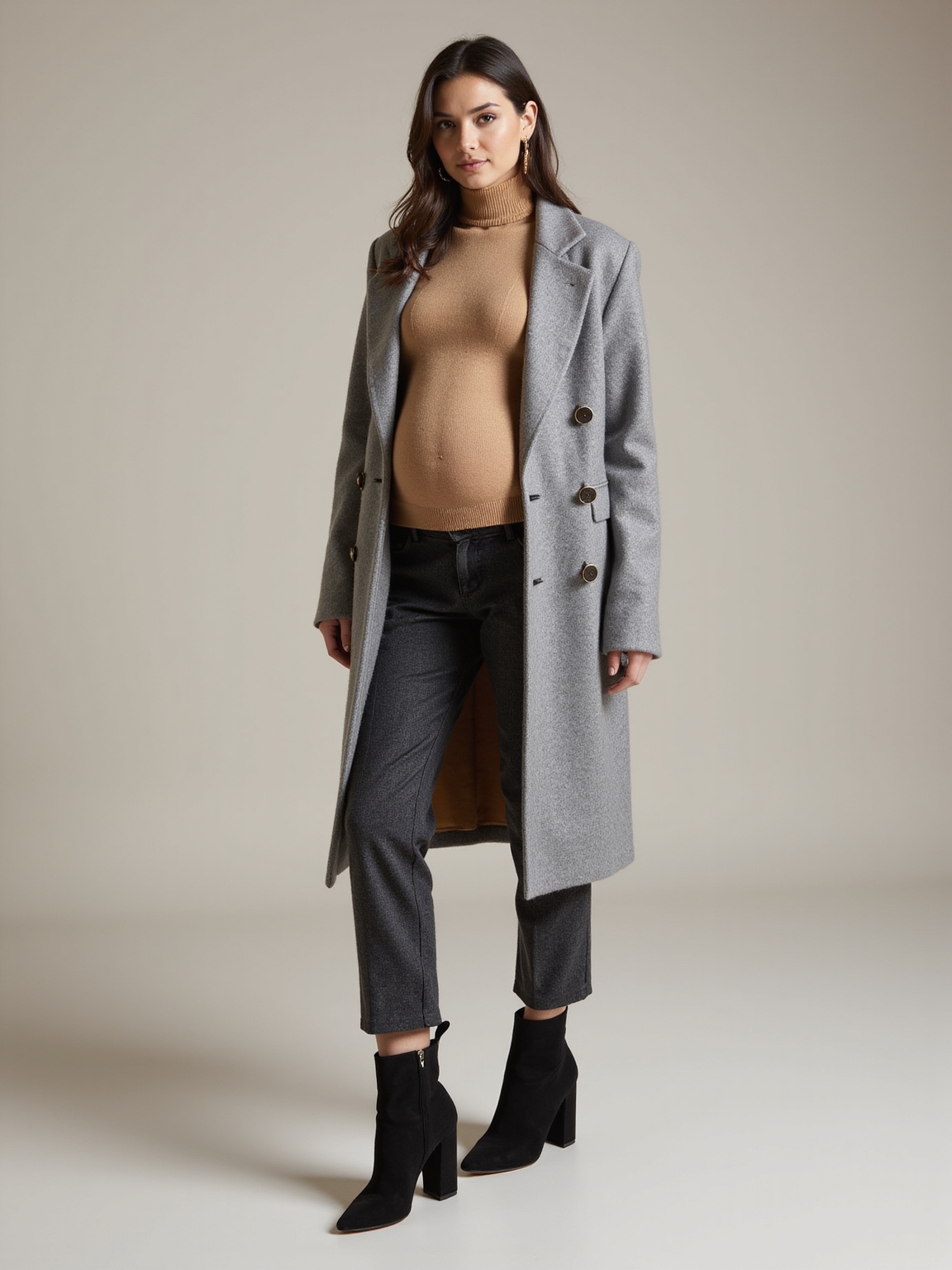 knitted turtleneck tailored coat
