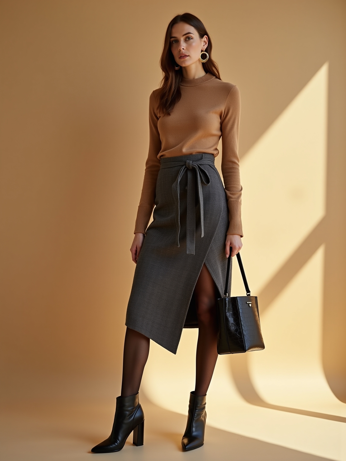 knotted wrap skirt cashmere
