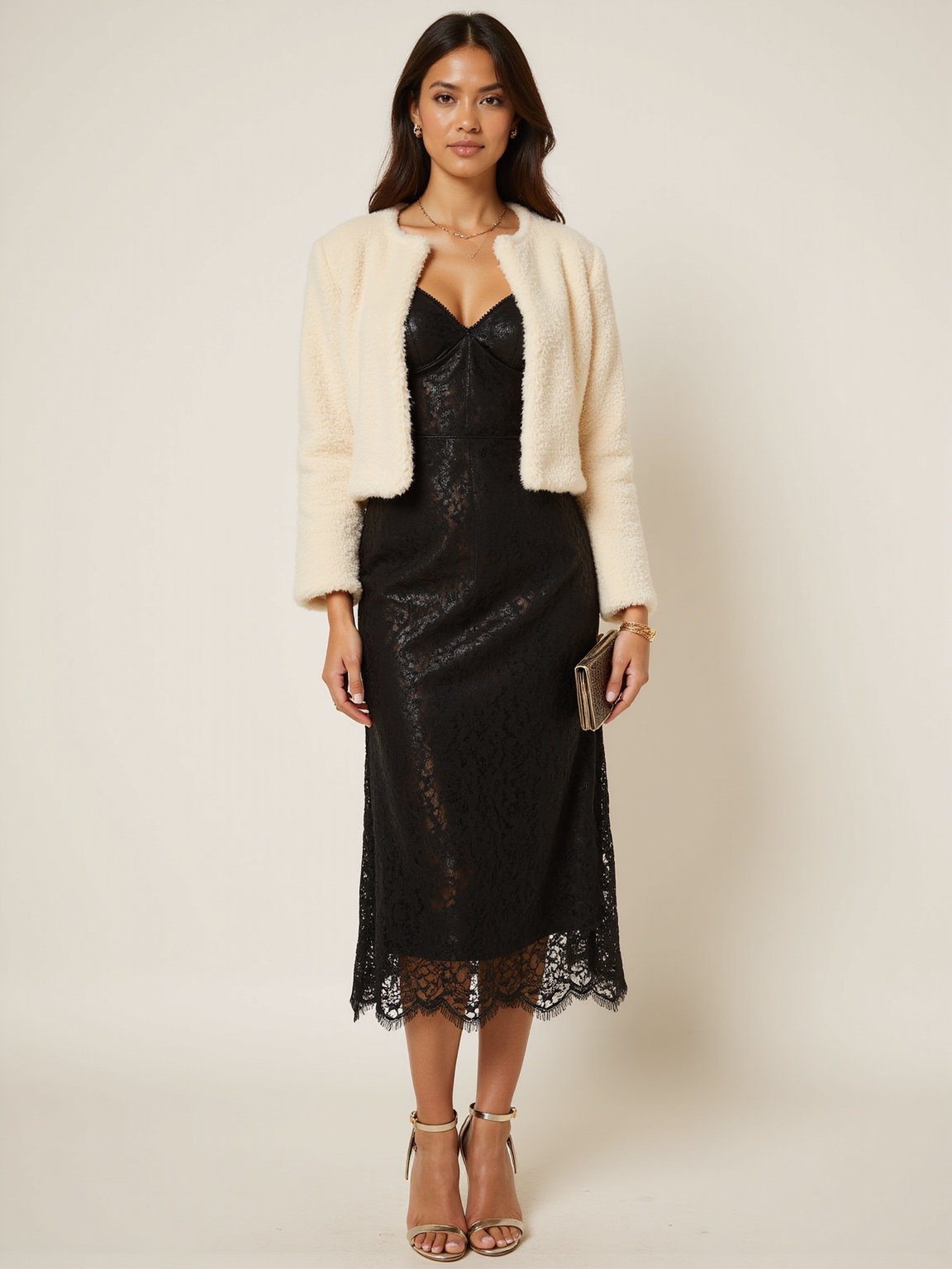 lace midi with shearling