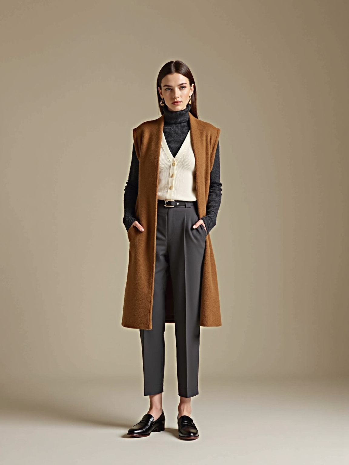 layered merino turtleneck ensemble