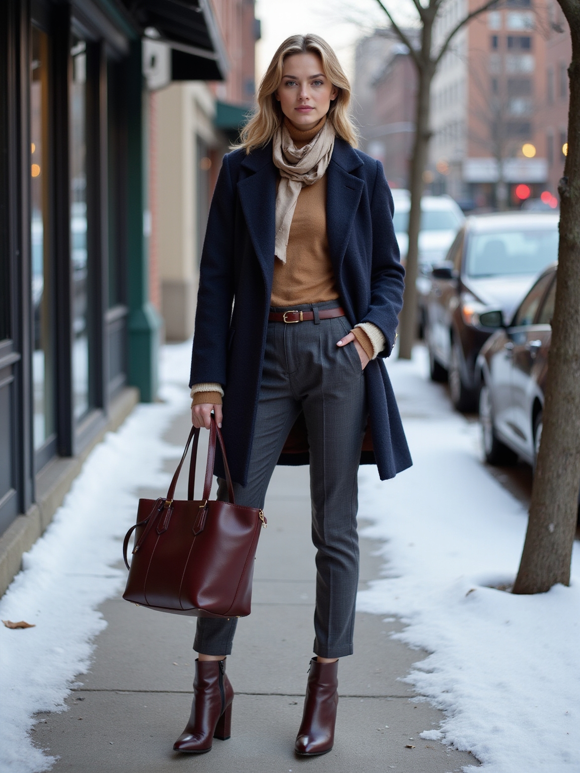 layered polished insulated commute look