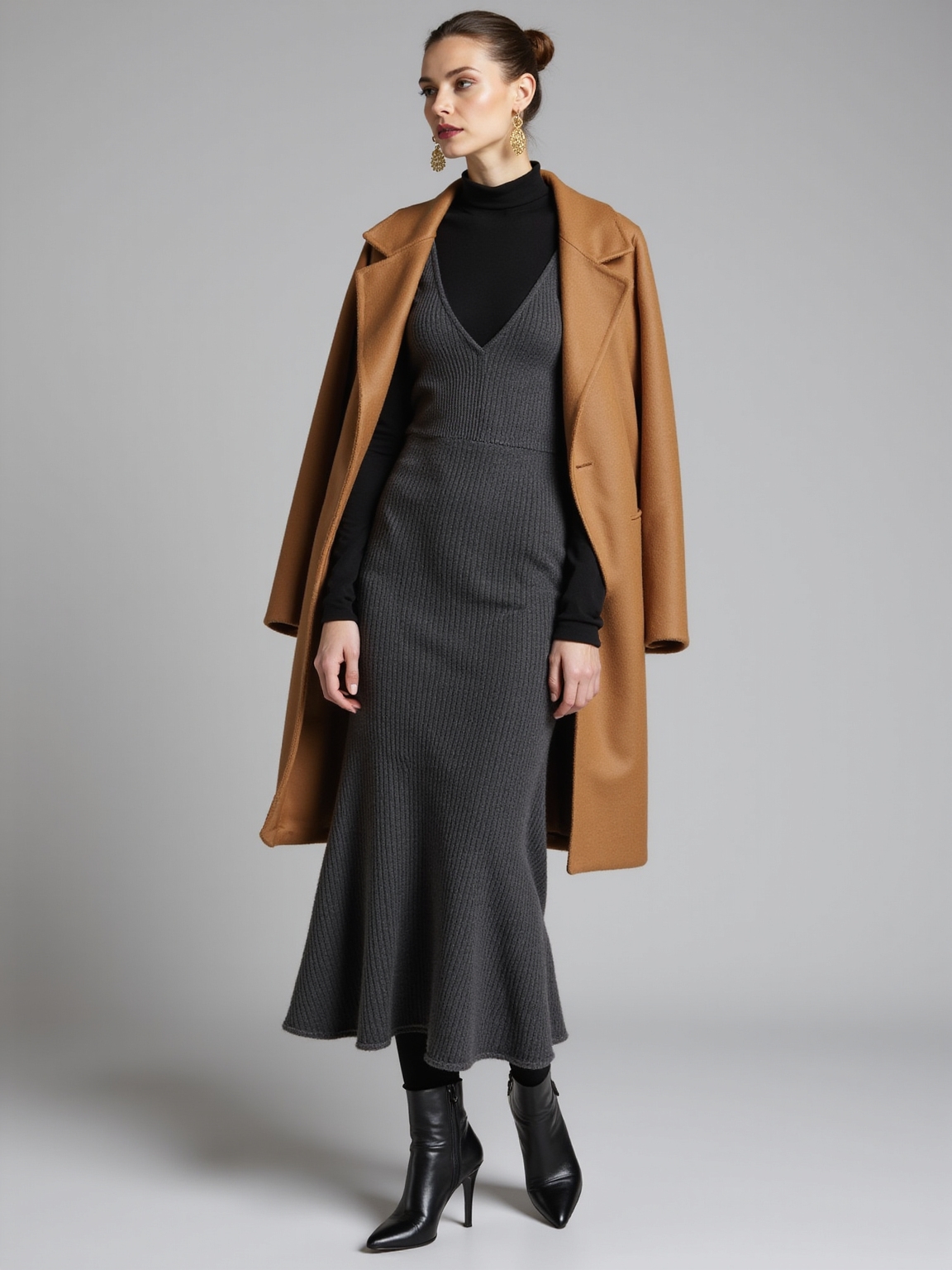 layered wool silk maxi styling