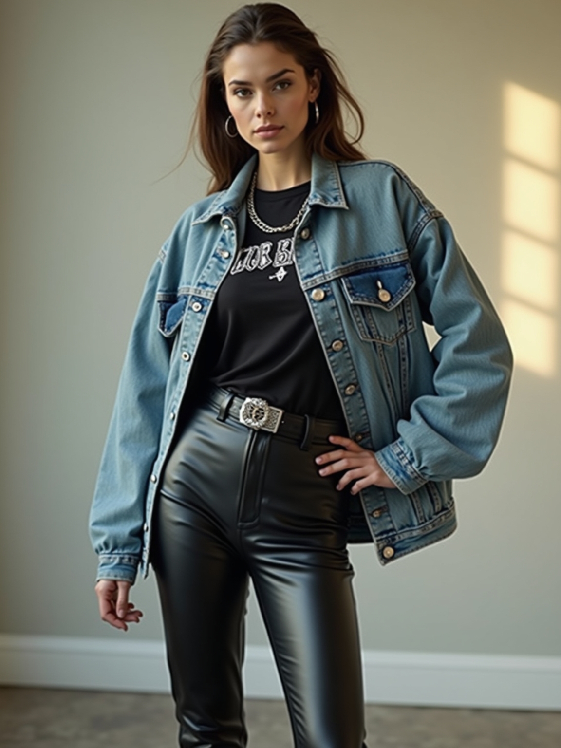 leather graphic tee fusion