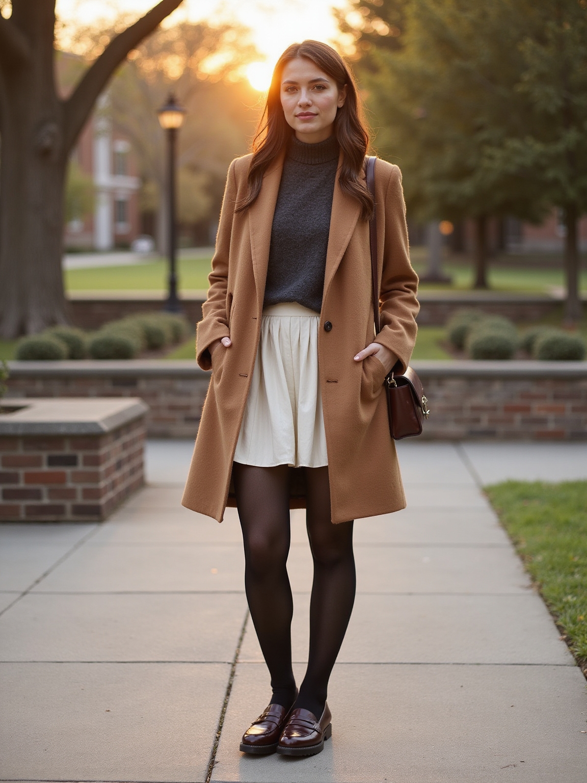 long camel coat confidence
