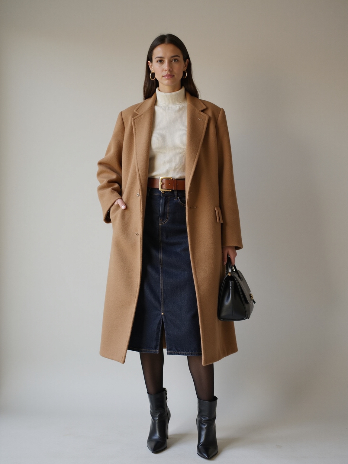 longline belted coat ensemble