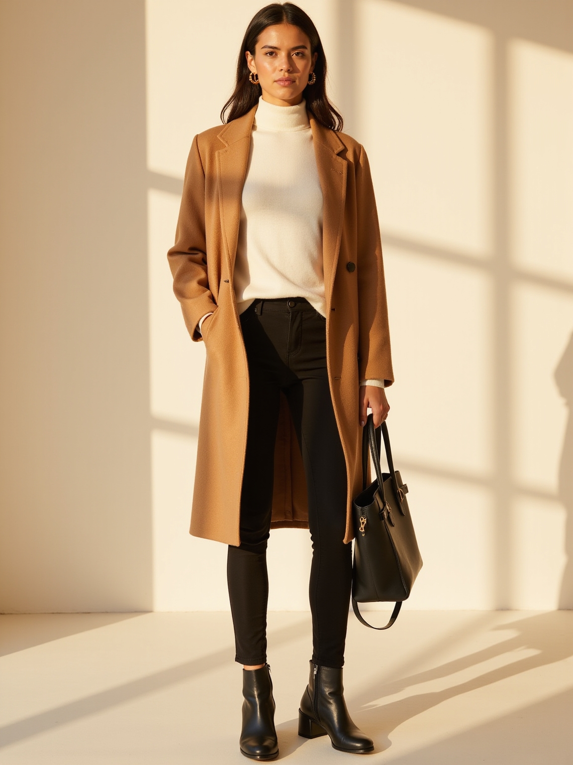 longline coat over leggings