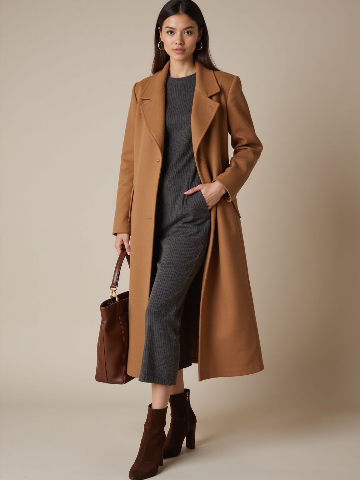 longline coat over midi
