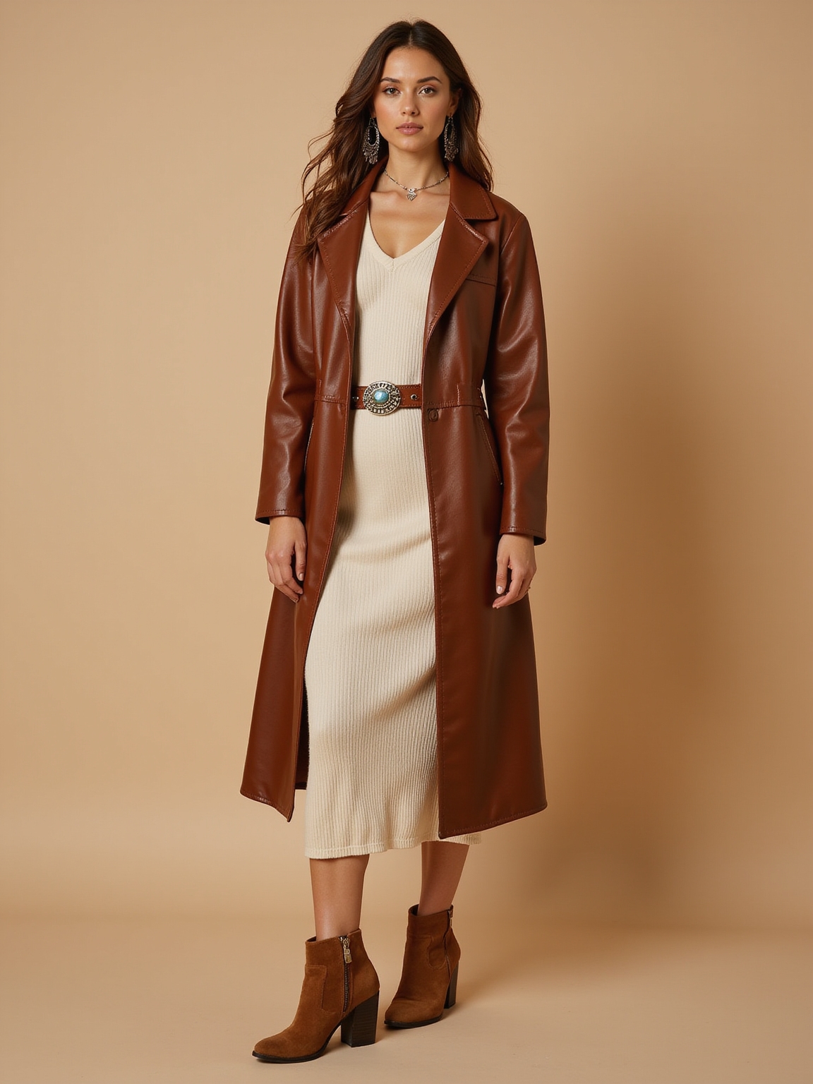 longline leather over knit