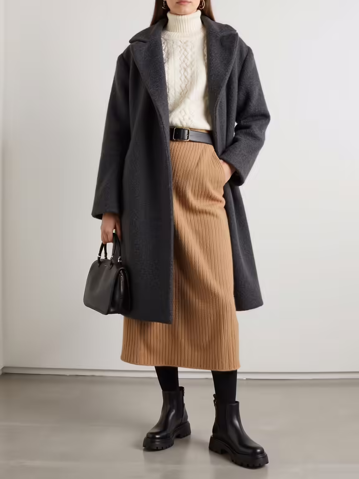 lug sole boots cable knit layers