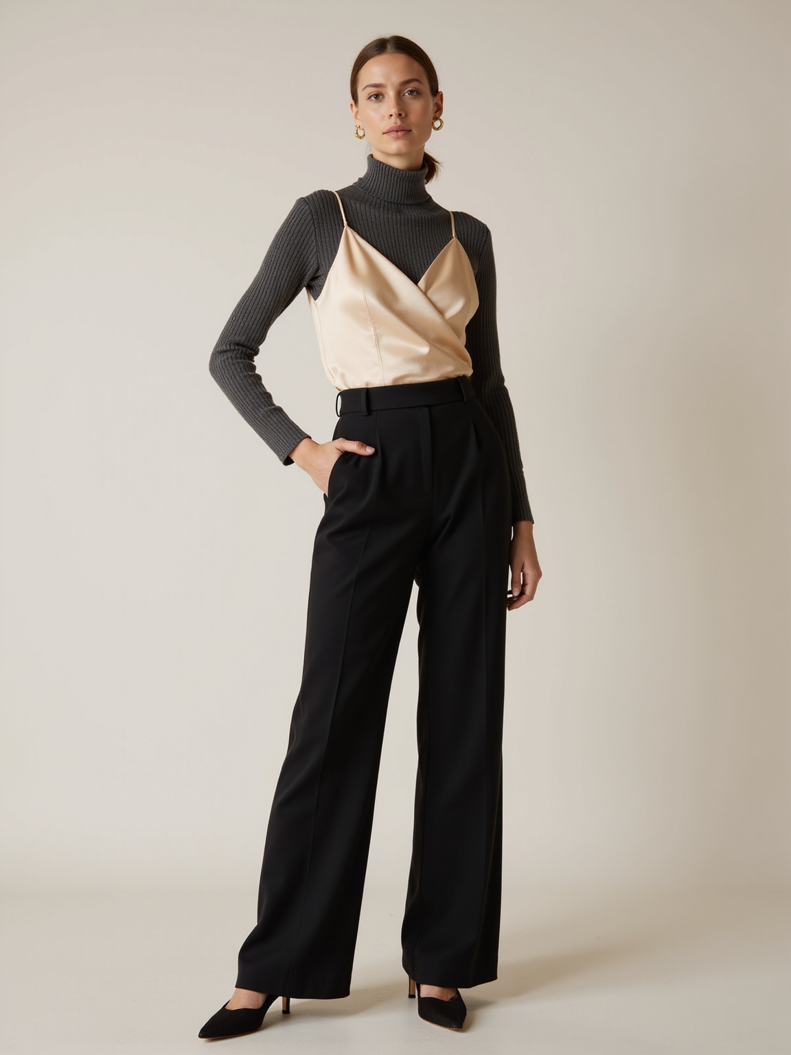 matte knit beneath satin camisole