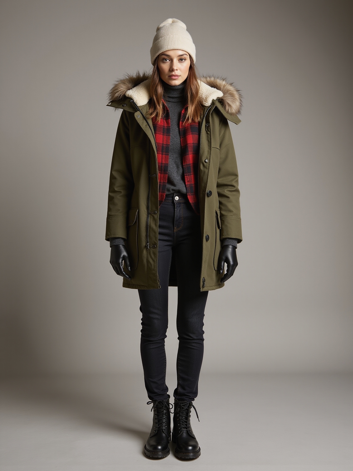 merino base flannel parka