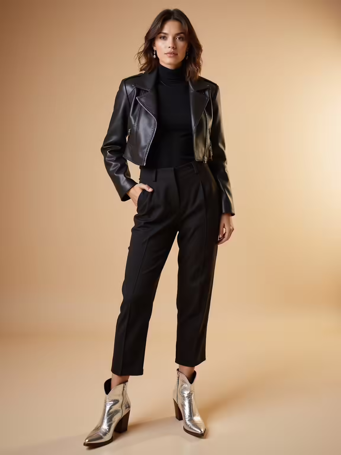 metallic cowboy boots all black