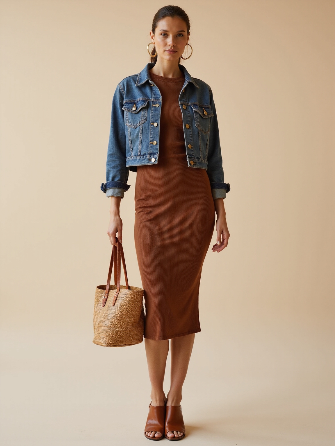 midi dress denim jacket