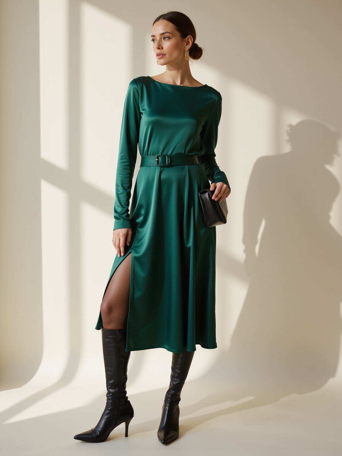 midi dress tights boots