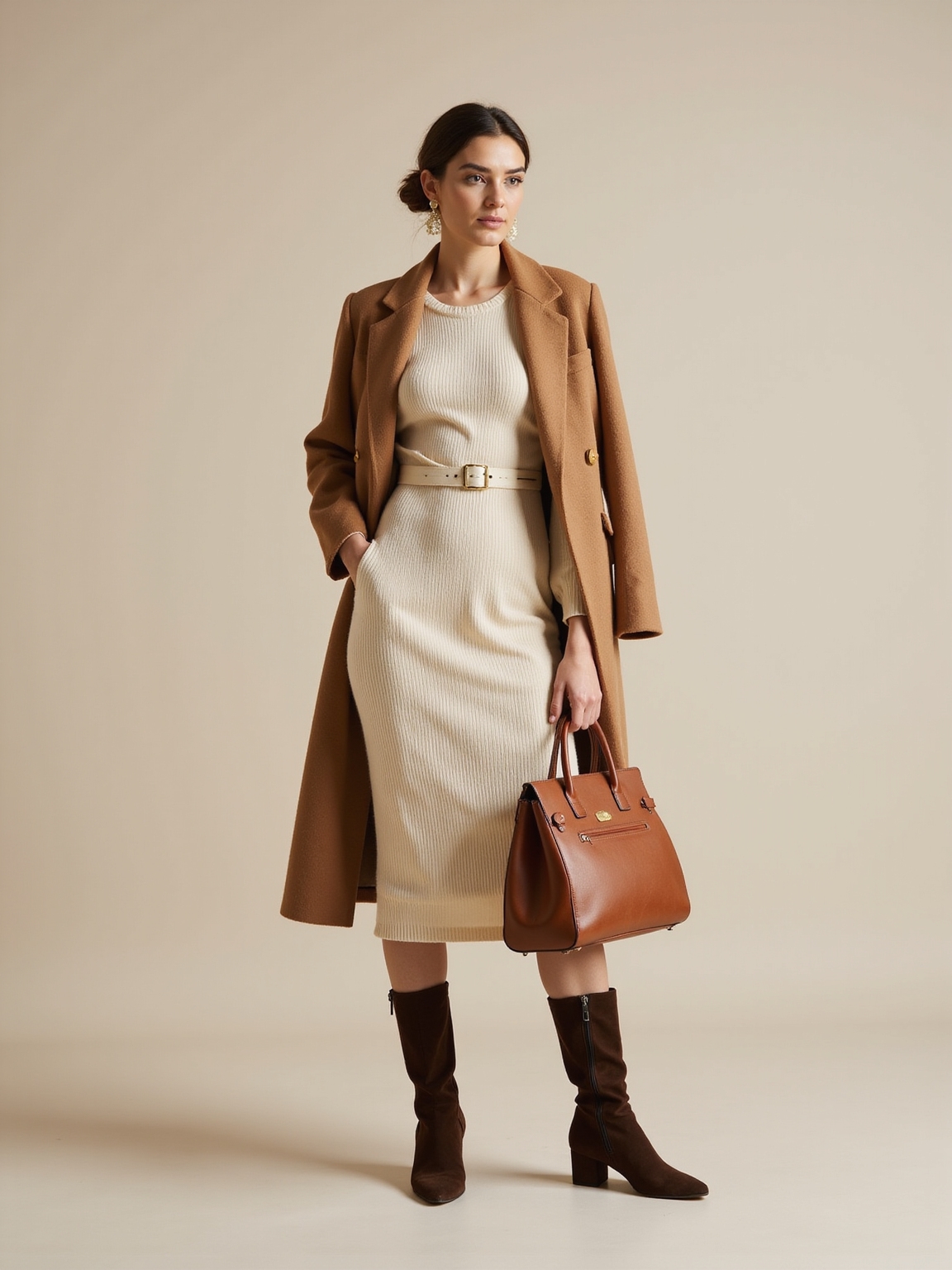 midi knit with tailored coat