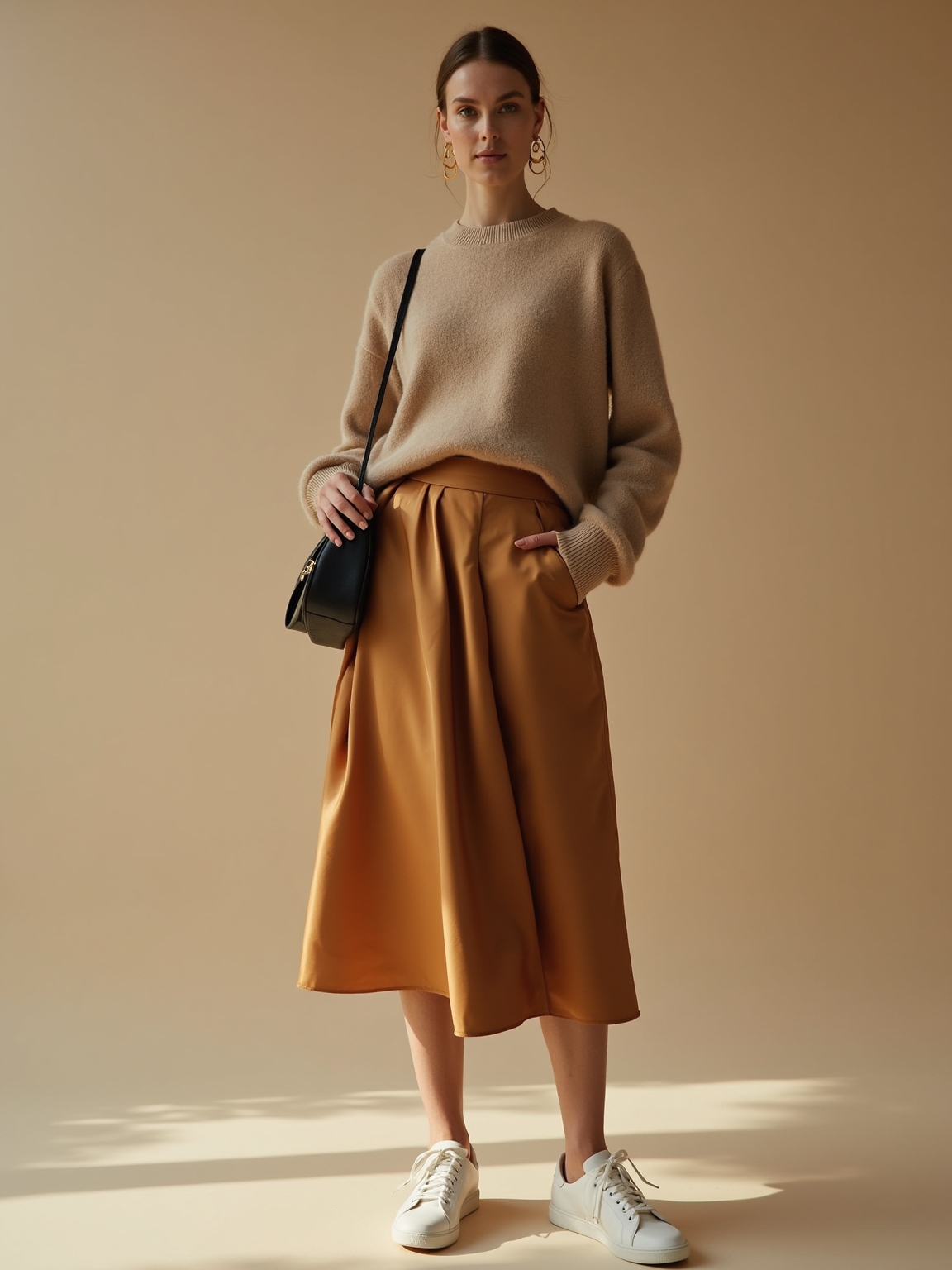 midi skirt sneakers rainy ease