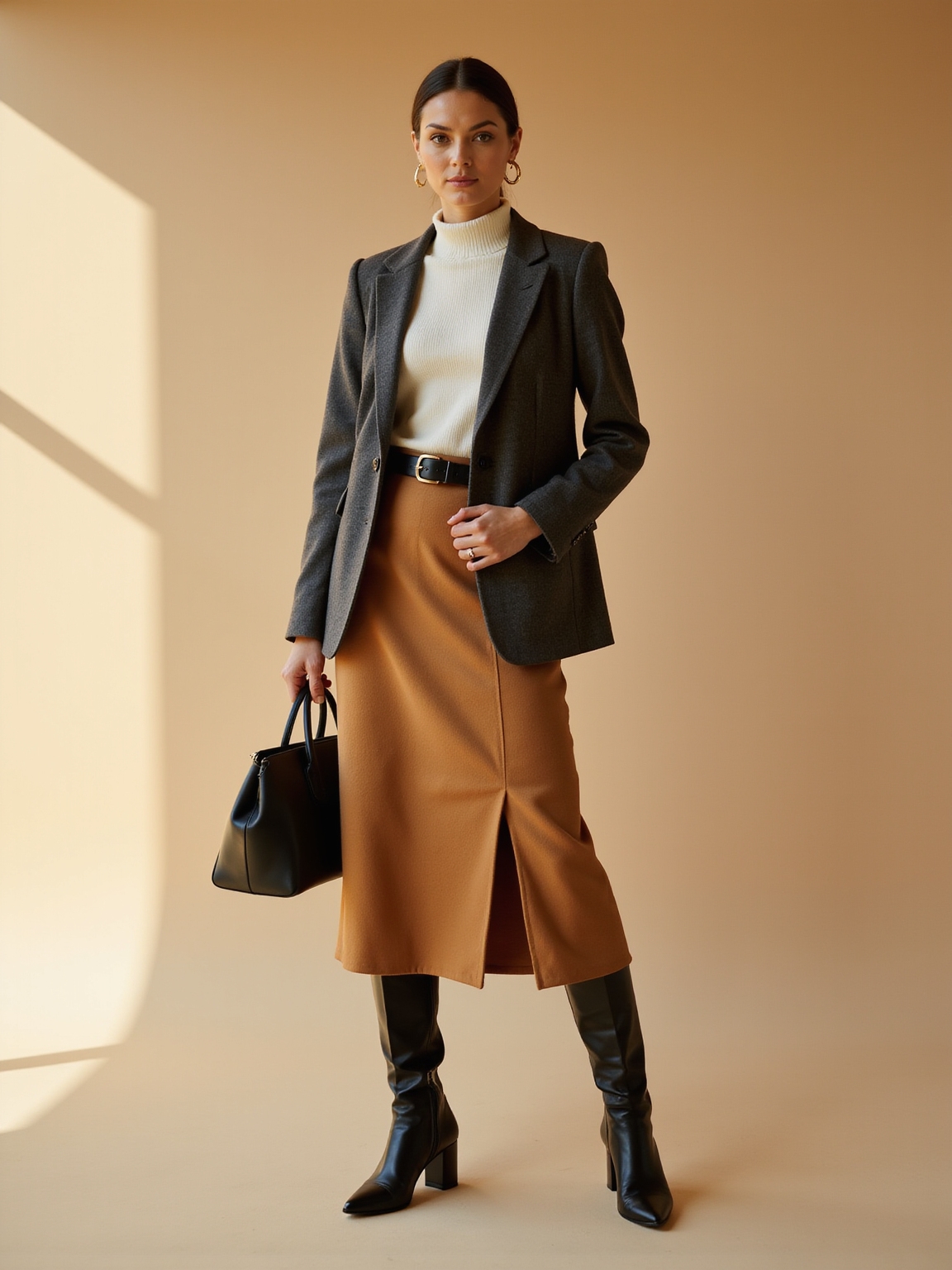 midi skirts knee high boots