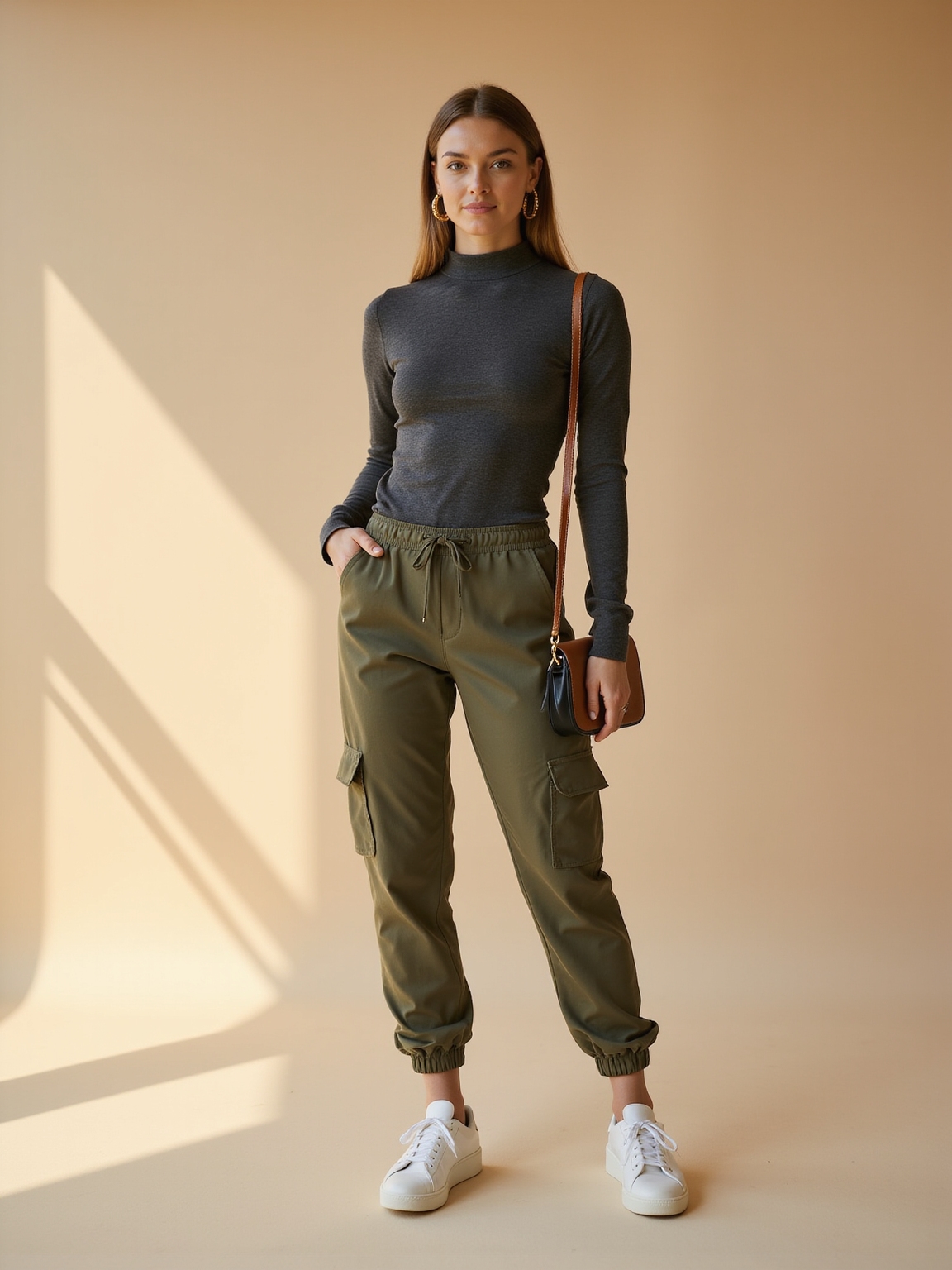mock neck with cargo joggers