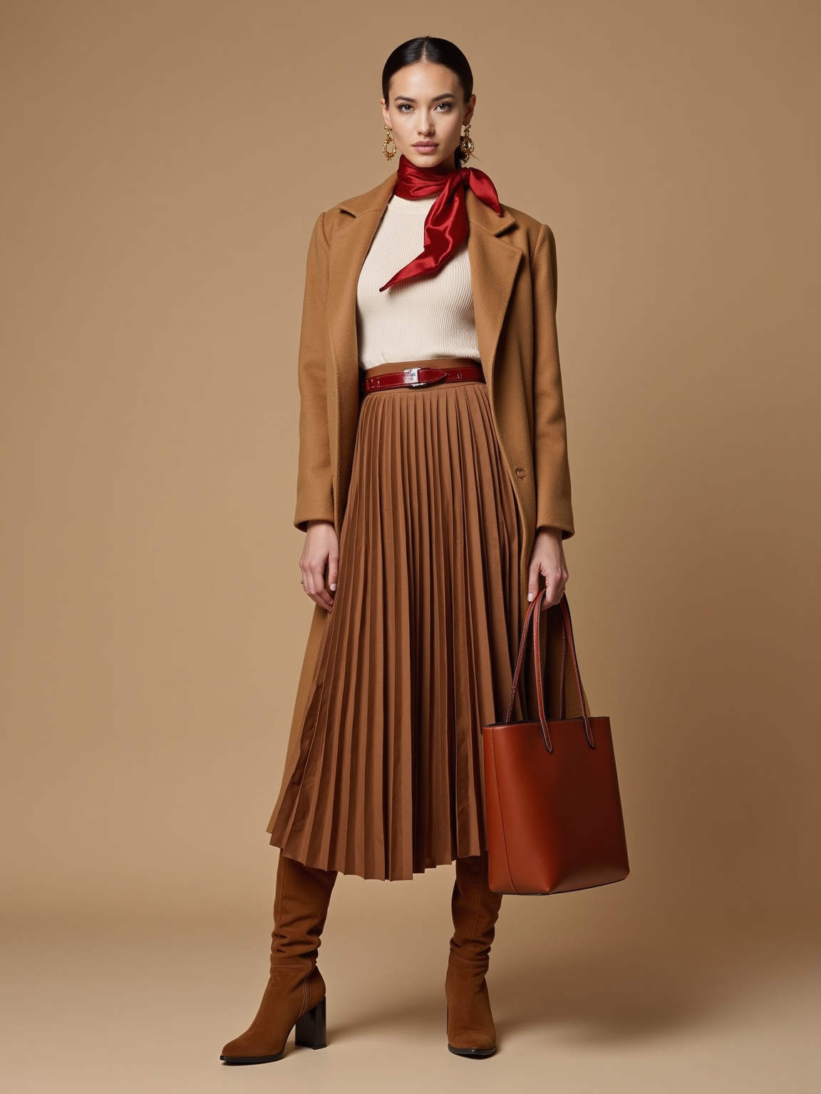 monochrome camel with bold pop