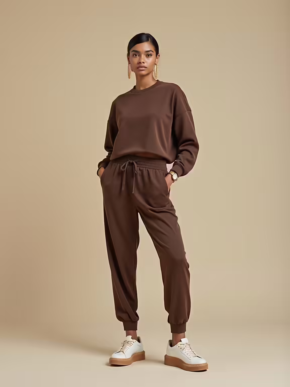 monochrome mocha hoodie joggers
