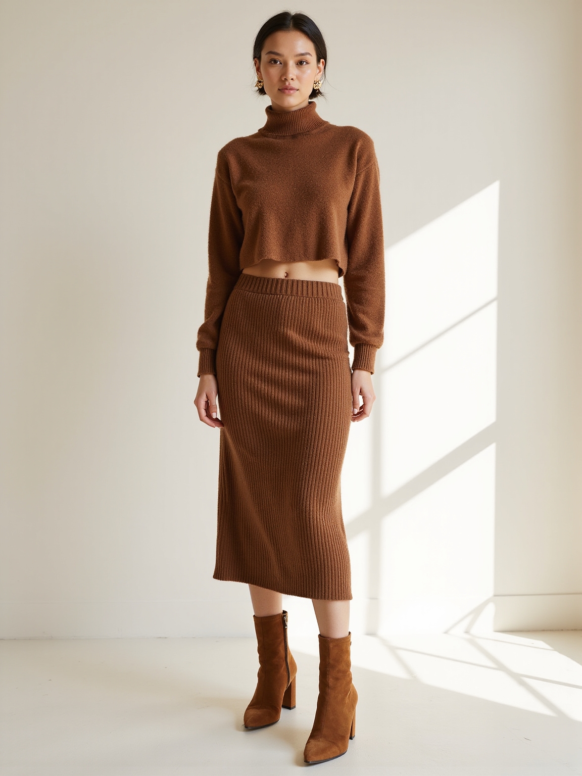 monochrome ribbed knit elegance