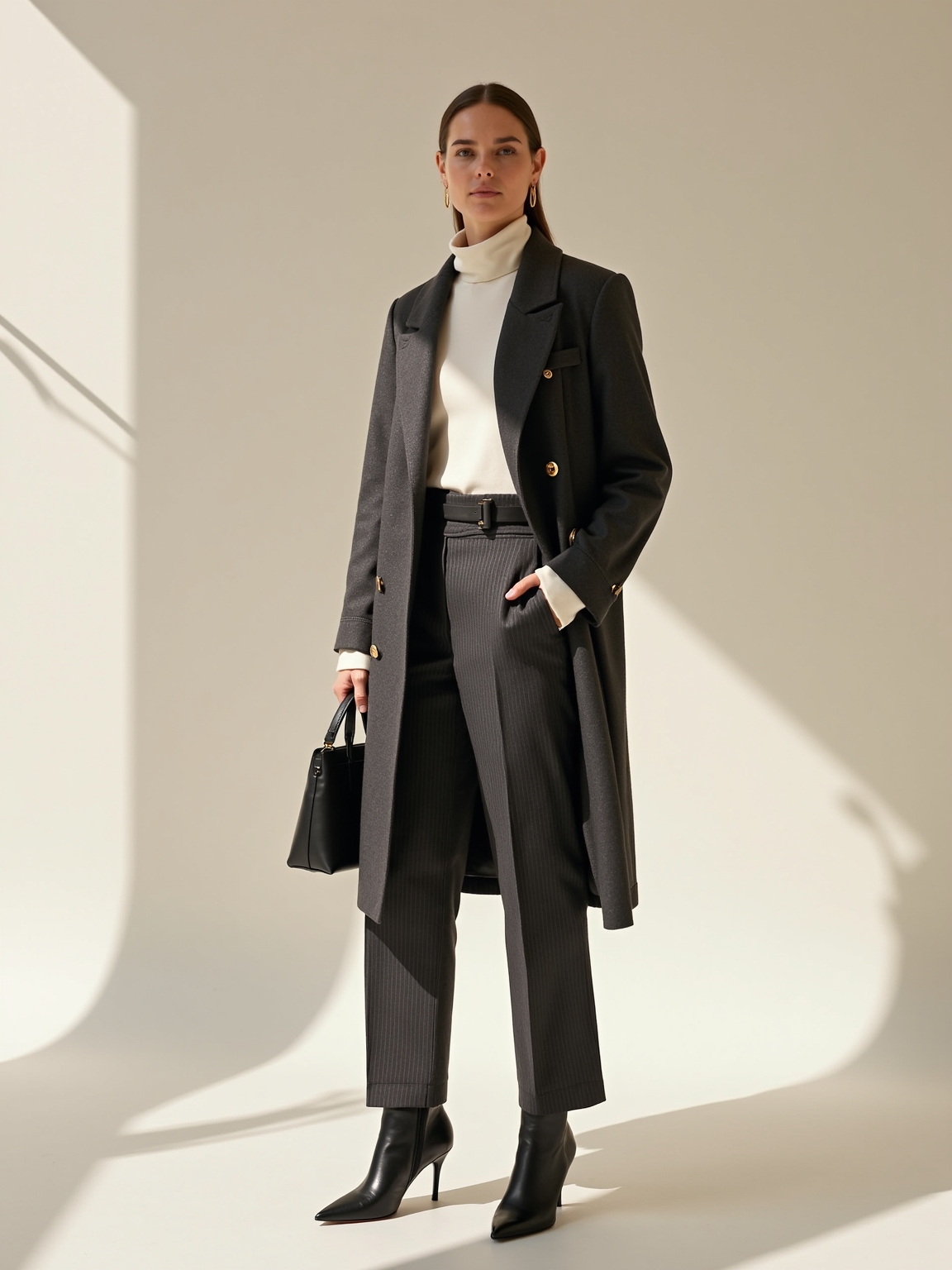 monochrome tailored winter officewear