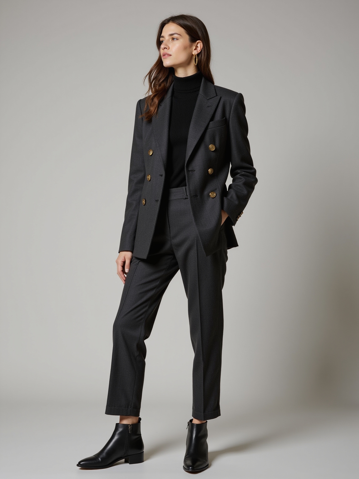 monochrome tailored wool suit