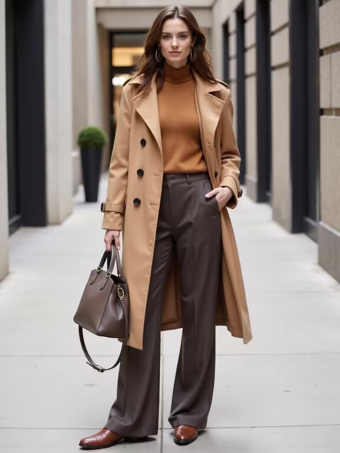 muted trench layered tonal neutrals
