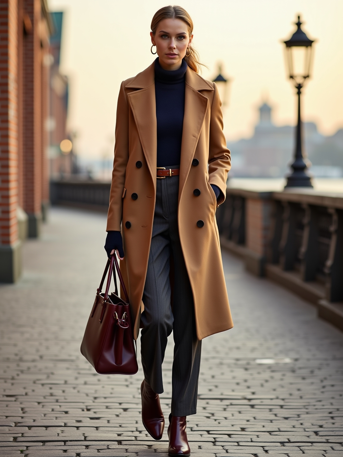 navy tailored wool harbor coat