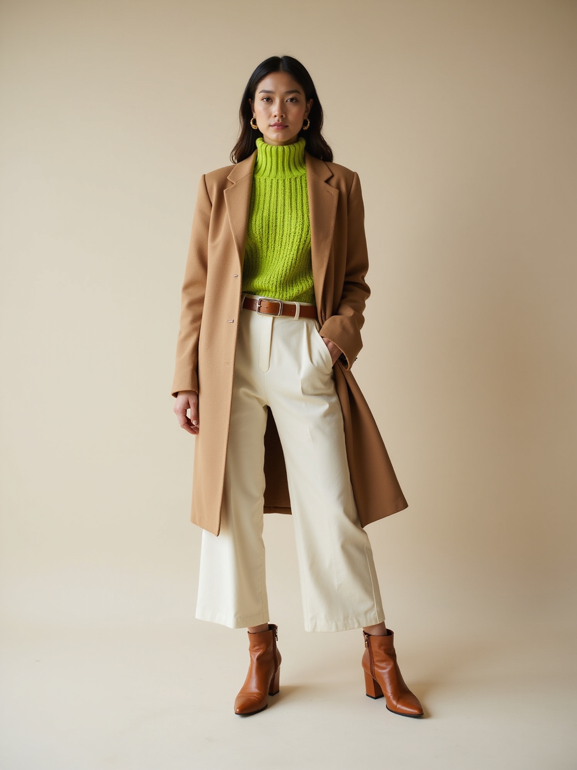 neon knit under camel