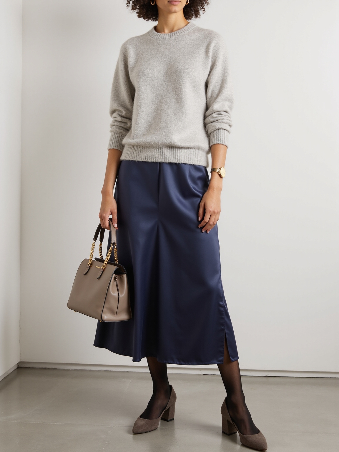 neutral cashmere with satin