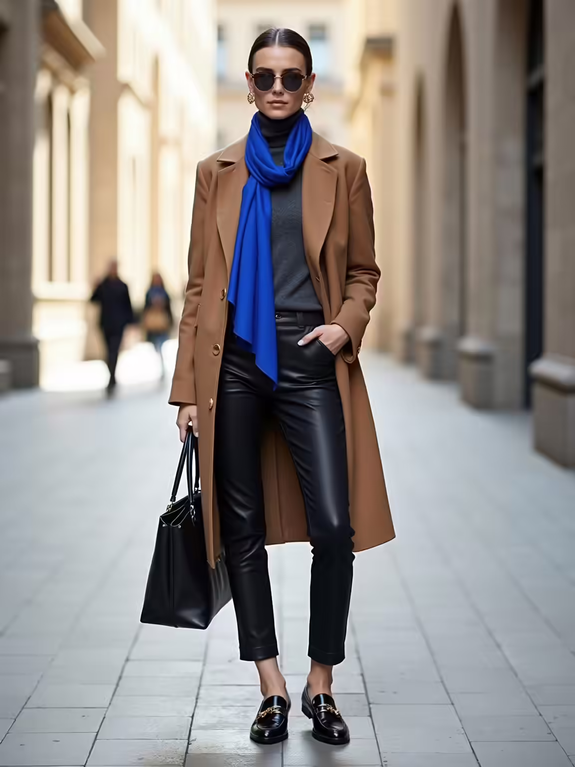 neutral layers vibrant scarf pop