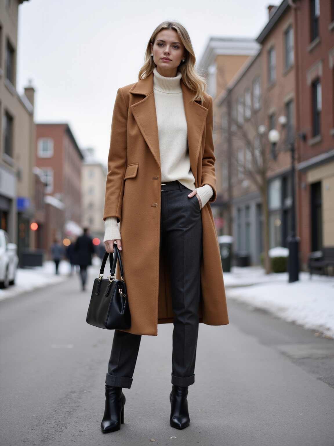 nipped waist knee skimming woolcoat