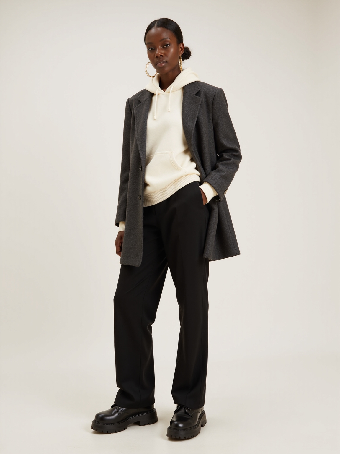 oversized blazer over hoodie