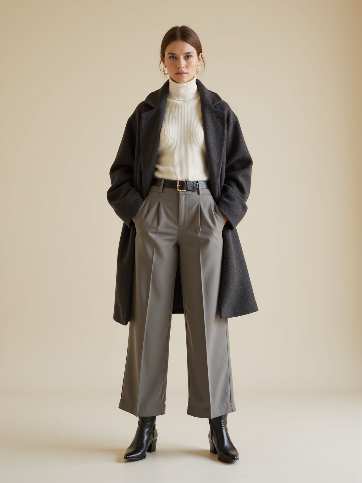 oversized blazer turtleneck wide leg