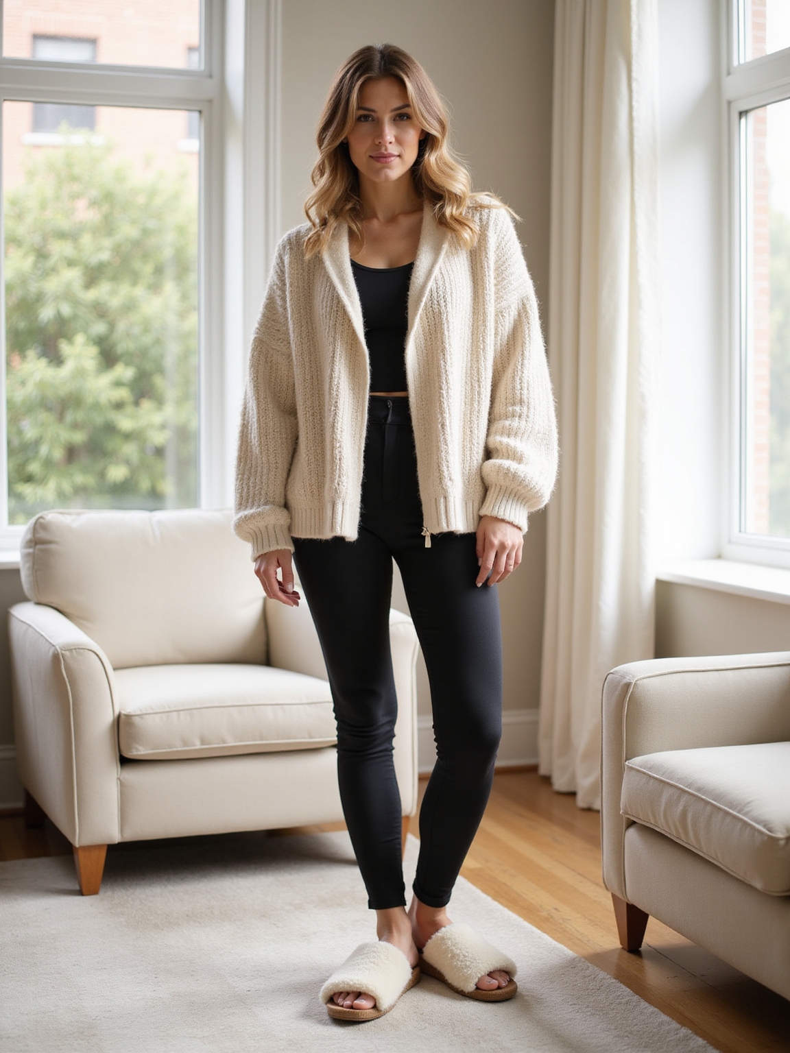 oversized cardigan with leggings