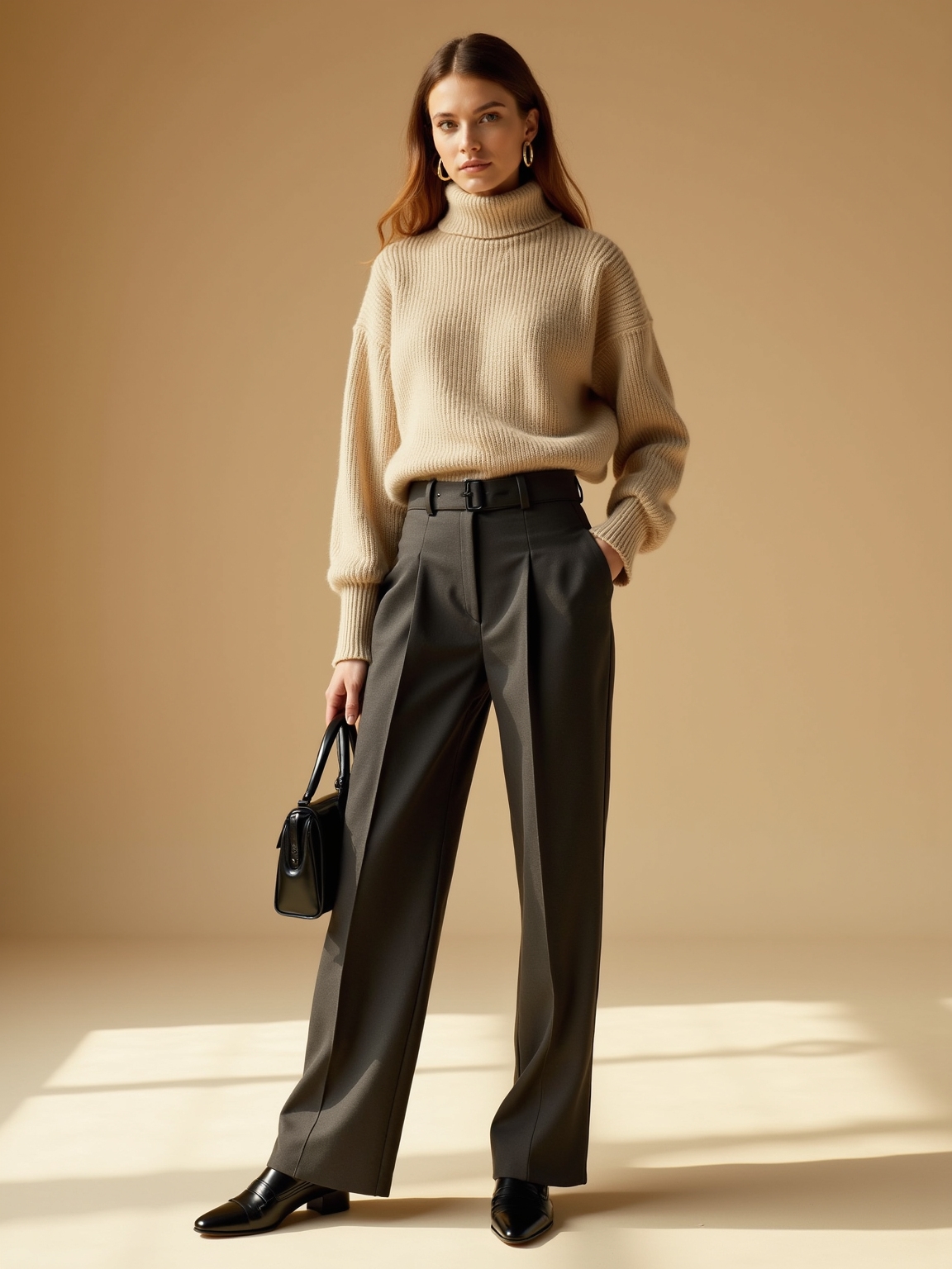 oversized knit tailored trousers