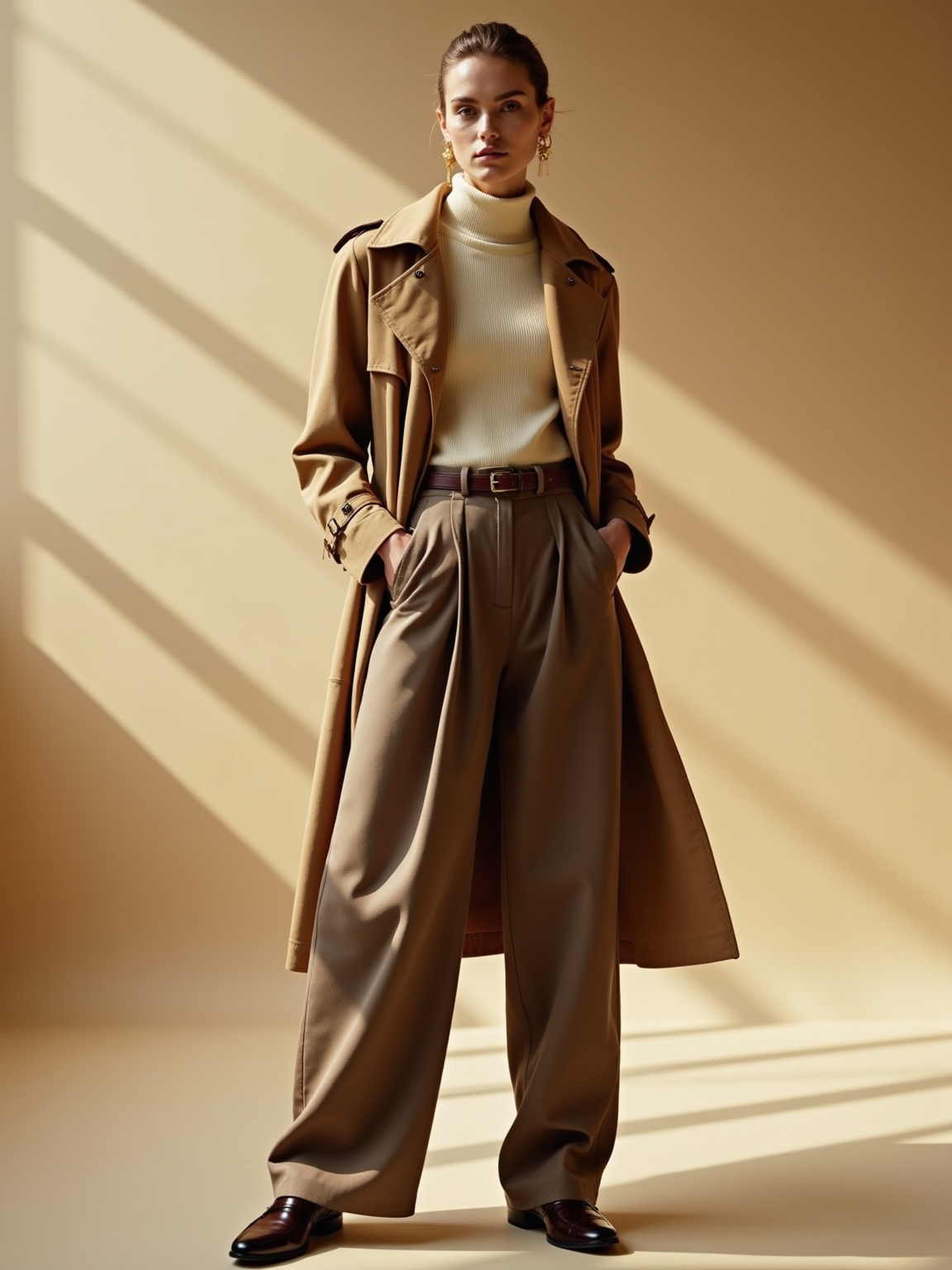 oversized trench wide leg trousers
