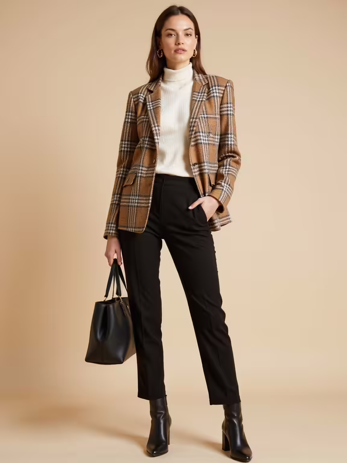 plaid blazer anchors minimalist basics