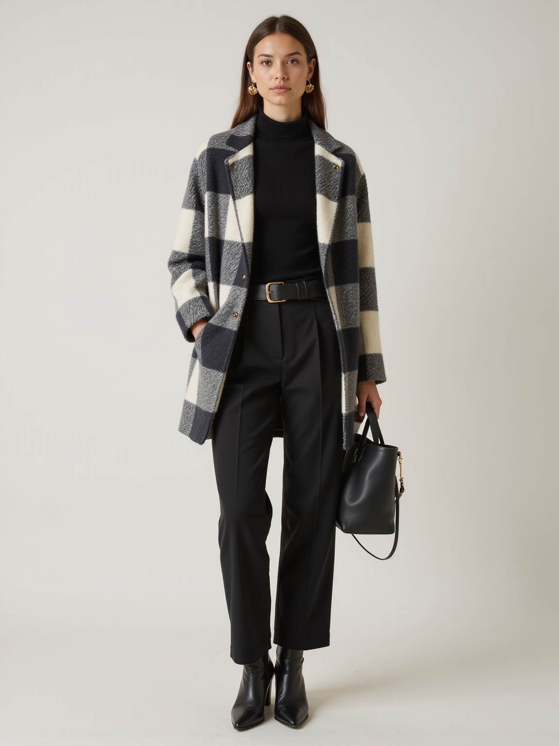 plaid shacket over black
