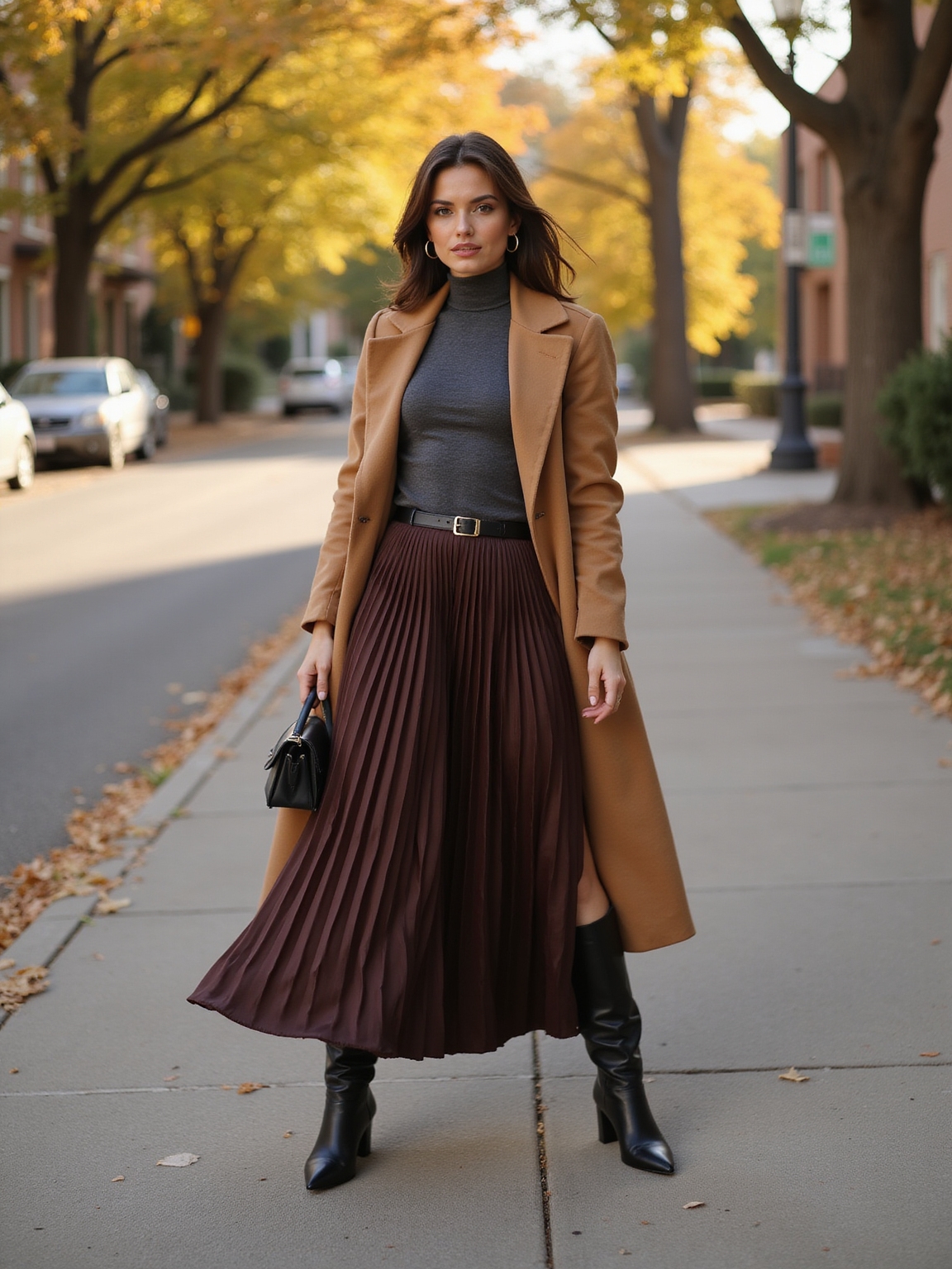 pleated maxi with boots