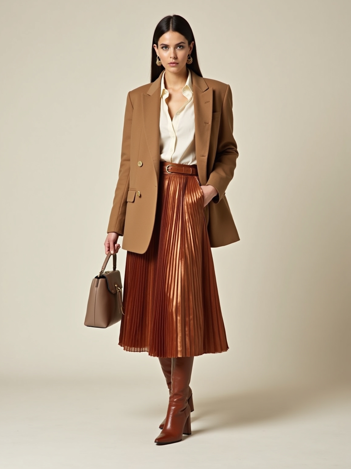 pleated skirt with blazer
