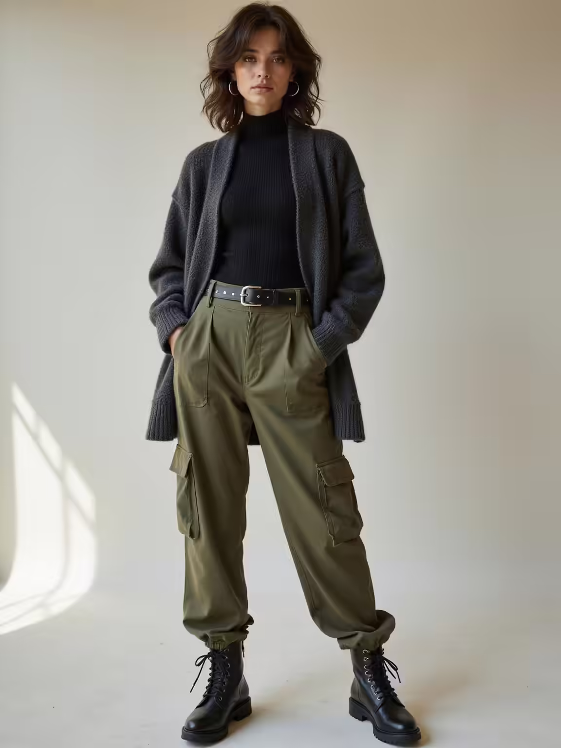 plush cardigan cargo pants