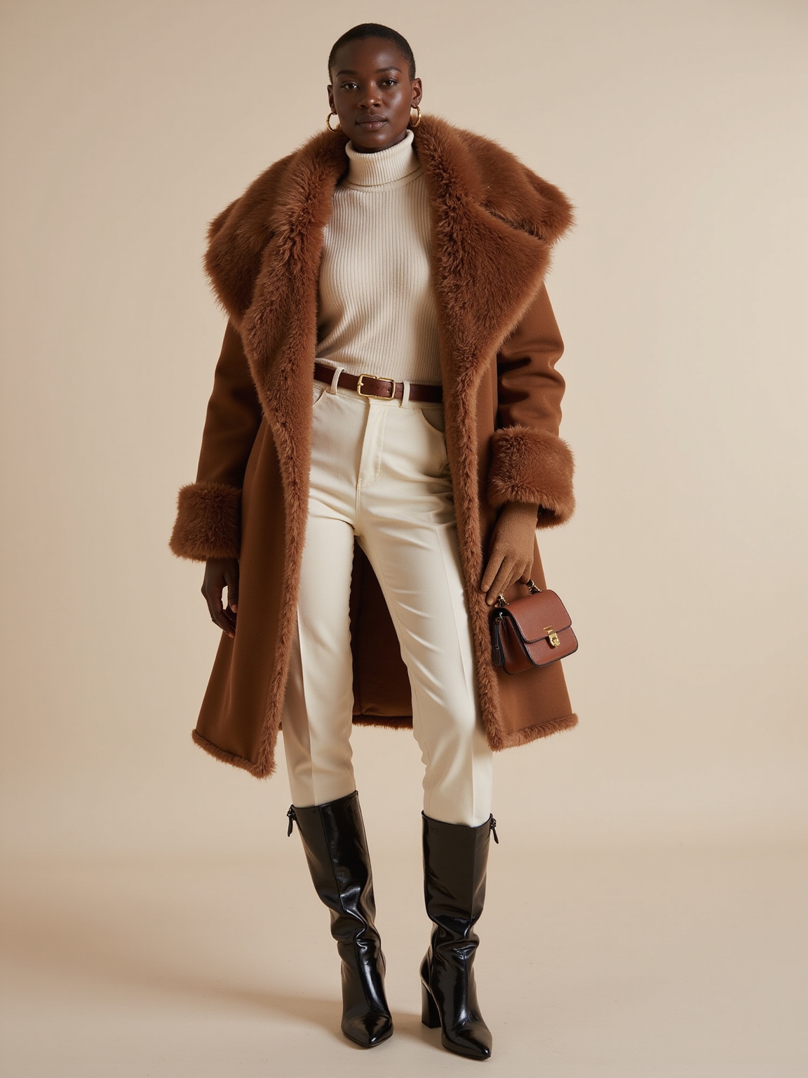 plush faux fur caramel layers