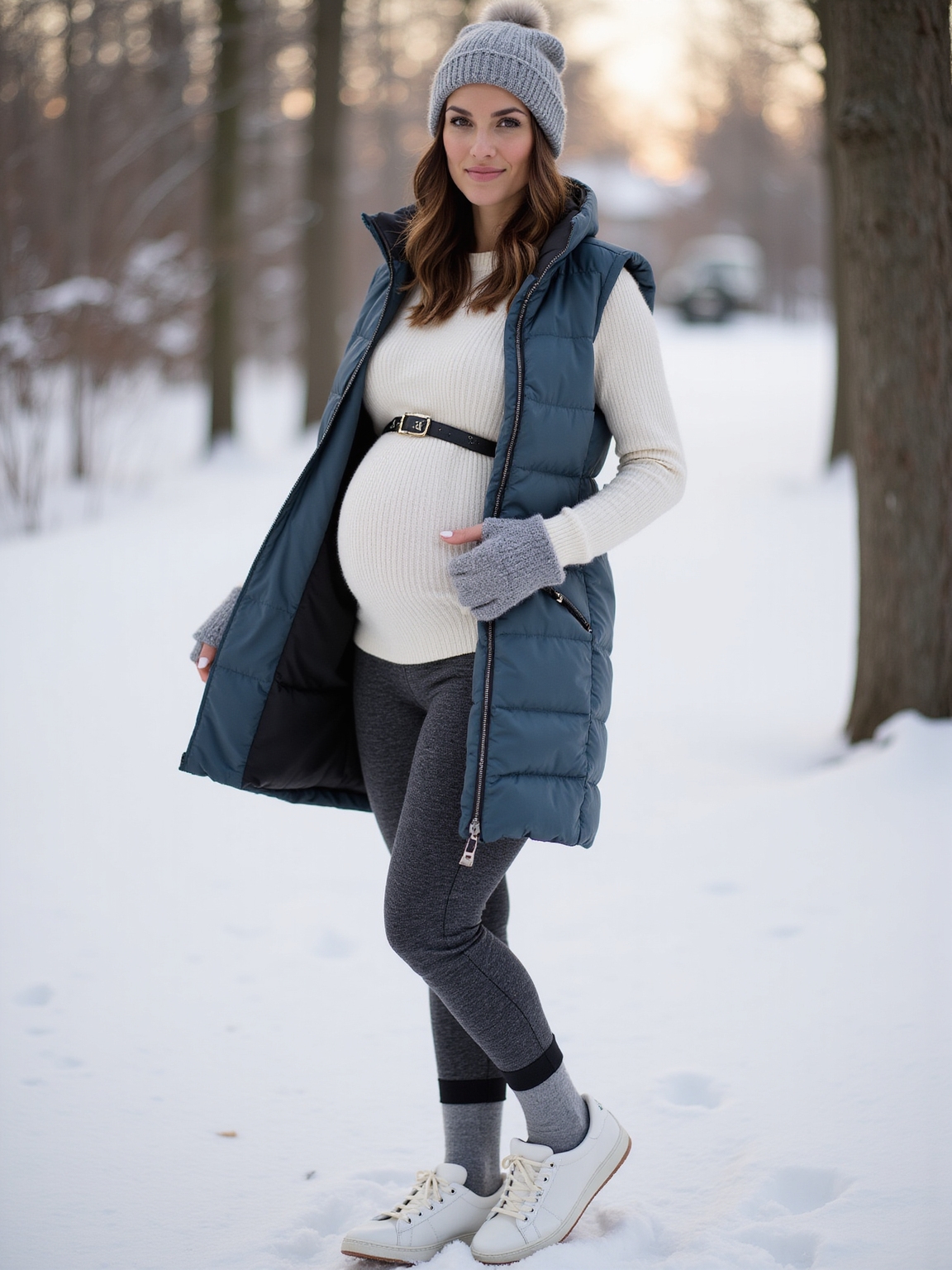 plush layered maternity athleisure ensemble