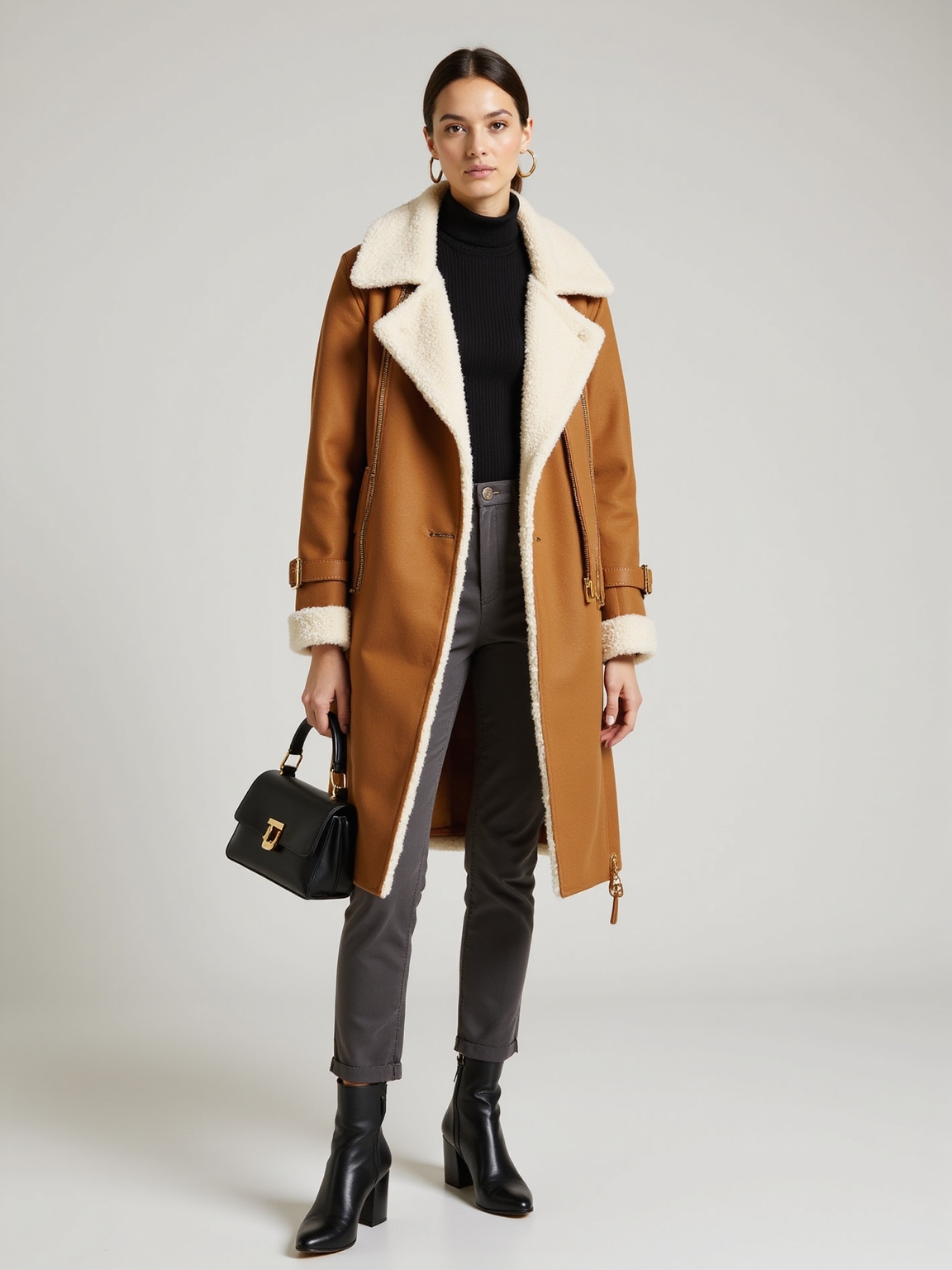 plush shearling collar cuffs