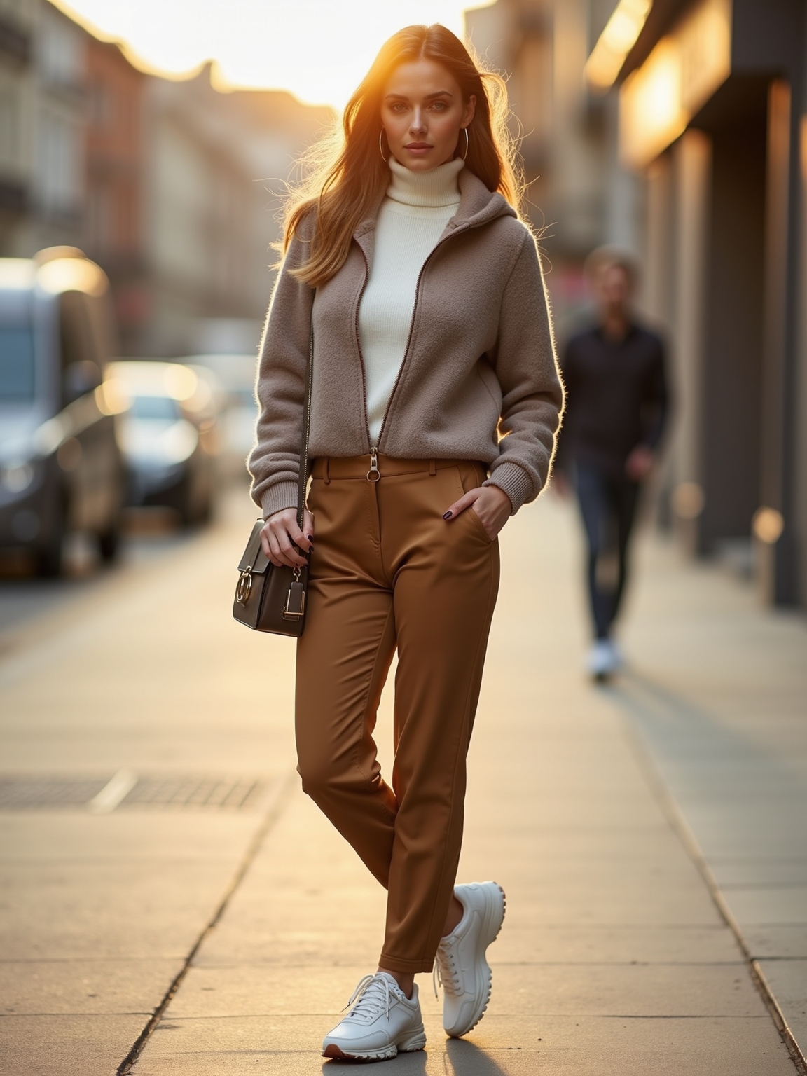 polished cozy athleisure with details
