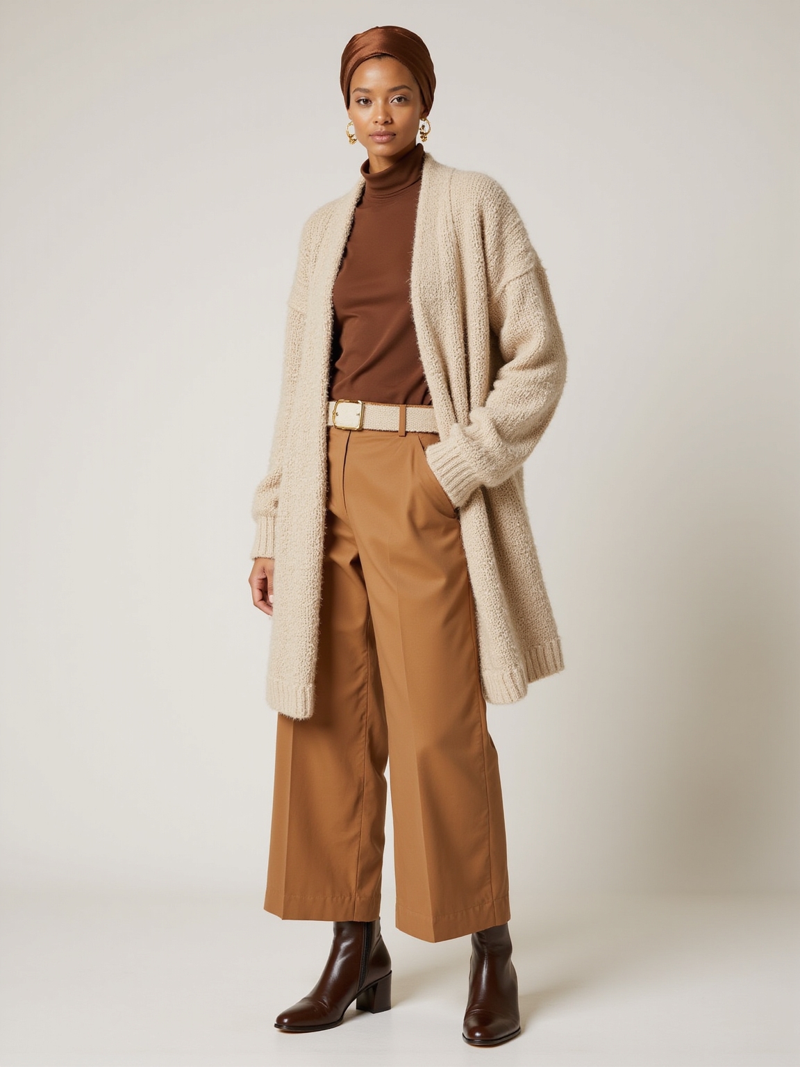 polished cozy knitwear layering